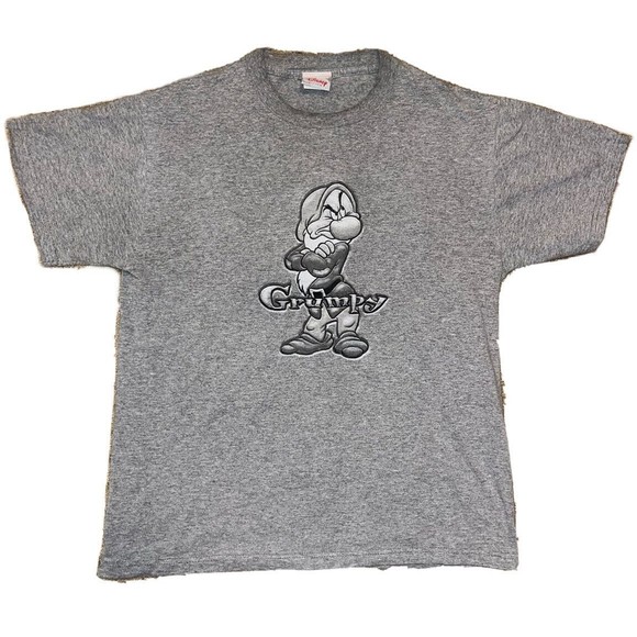 Disney Other - Vintage 90s Disney Grumpy T-Shirt Medium Gray Embroidered Tee